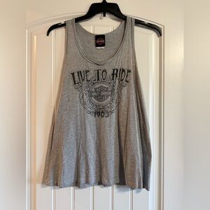 Harley-Davidson Rhinestone Live to Ride Gray Tank Top XL